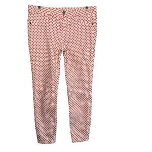 Abercrombie & Fitch Womens Pink & White Patterned Skinny Ankle Pants Size 6 W28